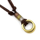 Bronze alloy doubleloop leather rope necklace adjustable casual Korean fashion leather rope sweater chain pendantpicture10