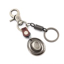 Mens Vintage Leather Keychain Fashion Alloy Hat Pendant Backpack Accessoriespicture8