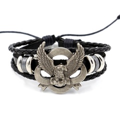 Fashion Men's Bracelet Hand Woven Eagle Leather Bracelet Punk Bangle Jewelry