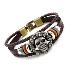 Retro skull leather bracelet male ghost head leather multilayer multilayer bracelet bracelet jewelry wholesale