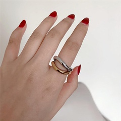 New fashion retro elegant metal smooth wave curve ring ring women