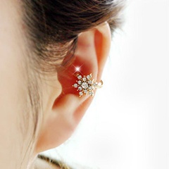 Snowflake Rhinestone Ear Clip Star Pentagram Earrings