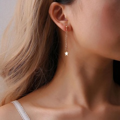 Fashion simple pentagram chain tassel long earrings women's cute little star earrings