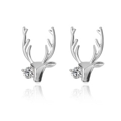 Reindeer Earrings Copper Cubic Zircon Elk Antler Earrings Christmas Deer Earrings