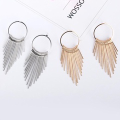 Fashion simple geometric circle multilayer long and short tassel earrings for women
