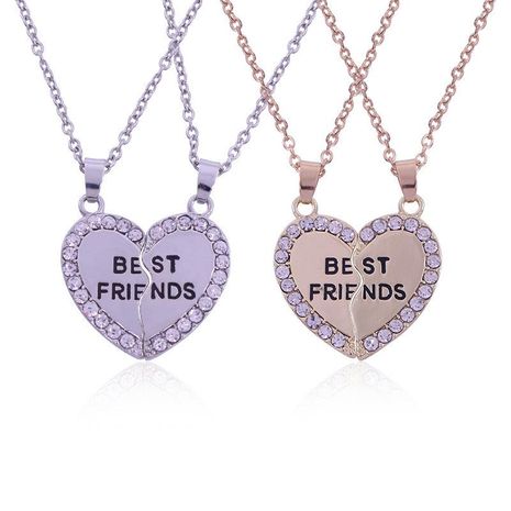 Two petal peach heart love heart-shaped couple necklace diamond best friends letter necklace's discount tags