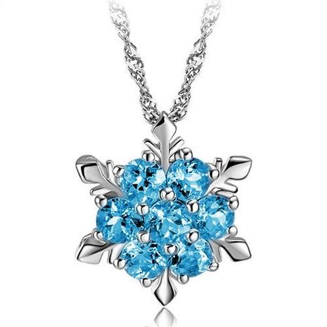 New 925 sterling silver sapphire snowflake silver pendant Korean wholesale jewelry NHLJ195241's discount tags