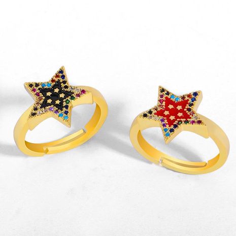 Creative European and American five-pointed star open ring dripping diamond ring's discount tags