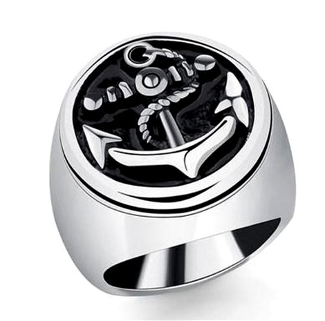 Pirate Anchor Domineering Men's Ring Genuine Titanium Steel Personality Men's Ring NHIM191538's discount tags