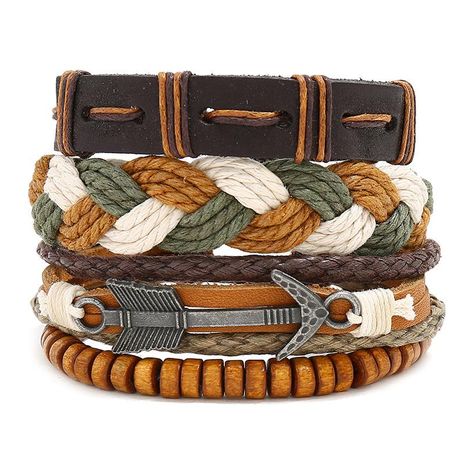 Vintage woven leather bracelet NHPK191606's discount tags