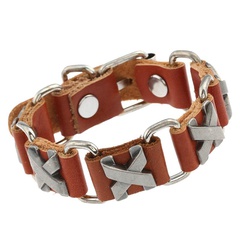 Fashion alloy cowhide bracelet leather jewelry bracelet wholesale couple bracelet