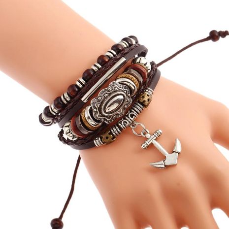 Alloy hand beaded leather bracelet's discount tags