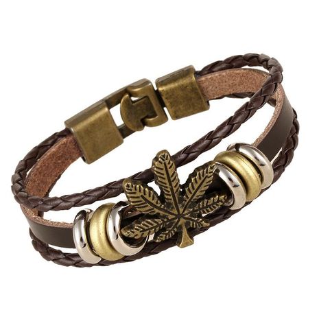 New Vintage Maple Leaf Woven Cowhide Bracelet's discount tags