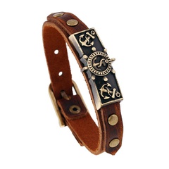 Alloy vintage cowhide bracelet bracelet gift distressed effect leather bracelet