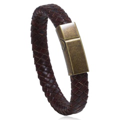 Stainless steel leather bracelet vintage woven men's jewelry imitation cowhide bracelet titanium steel bracelet