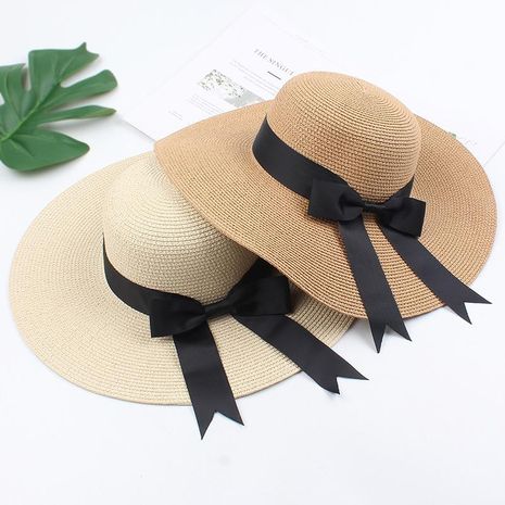 Seaside beach sunshade big hat Korean version of the wild bow sun hat's discount tags