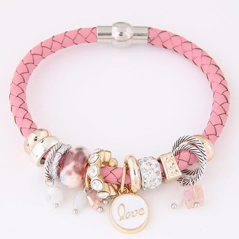 Stylish and simple multi-element with leather ladies bracelet's discount tags