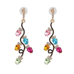 Fashion color diamond earrings gold-plated leaf personality earrings women wholesale