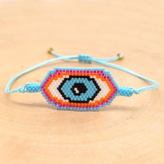 Boho Miyuki tejido a mano simple joyería cuerda pulsera femenina Evil Eye pulsera de mal de ojo turco