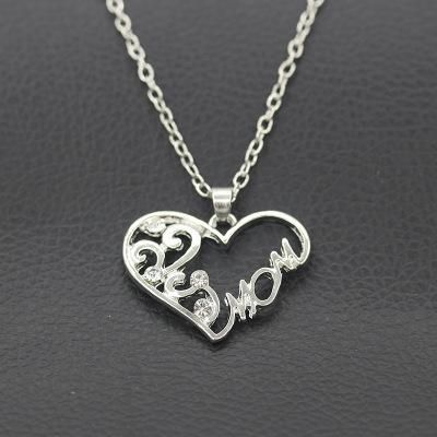 Necklace simple heart-shaped diamond English alphabet Mom mom necklace ...