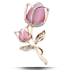 Exquisite European and American fashion Korean style diamond opal tulip personalized temperament brooch