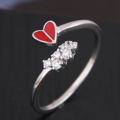 J990 exquisite Korean fashion sweet OL wild red heart personality open ring