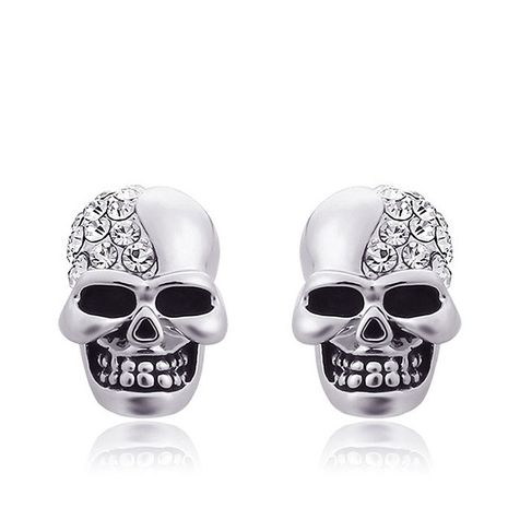 European and American fashion metal studded skull earrings NHSC193561's discount tags