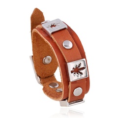 Hot maple leaf leather bracelet punk vintage leather bracelet