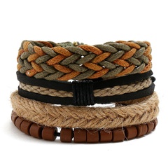 Vintage woven leather bracelet diy three-piece hemp rope bracelet bracelet