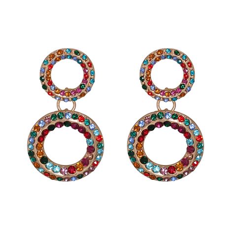 street style studded with diamond round retro hollow geometric circle earrings's discount tags