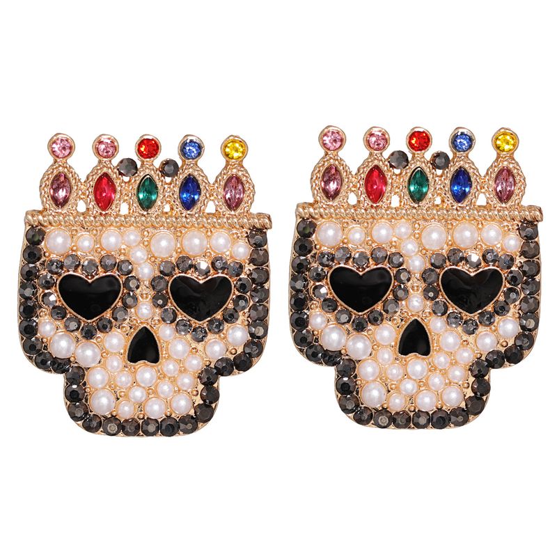 Halloween Crown Acrylic Skull Pendant Earrings