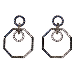 retro geometric octagonal diamond exaggerated earrings wholesale