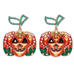hip hop horror Halloween orange pumpkin ghost combination earrings