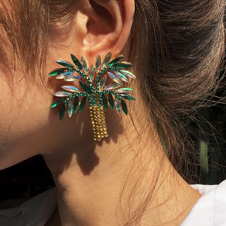 Korea  Exaggerated Coconut Tree Earrings's discount tags