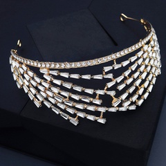 Diadema de lujo ligera con diamantes de imitación de aleación corona nupcial barroca