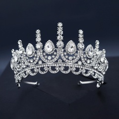 Corona de novia de tocado de fiesta de diamantes de imitación de aleación de lujo coreano