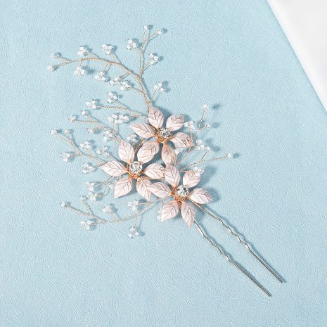Horquilla de bosque de flores de diamantes de imitación de perlas de placa de bricolaje hecho a mano's discount tags