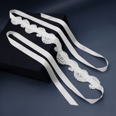 Korean bridal accessories elegant satin ribbon lace flower simple fabric belt