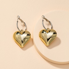fashion  1 pair of metal color matching peach heart earrings