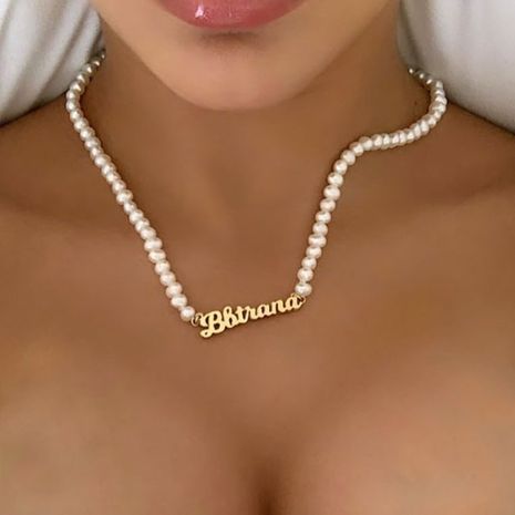 Fashion pearl English name necklace's discount tags