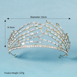 Diadema de lujo ligera con diamantes de imitacin de aleacin corona nupcial barrocapicture11