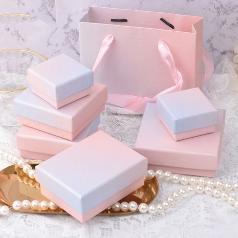 Fashion pink blue gradient color jewelry packaging box ring necklace bracelet gift packaging box's discount tags