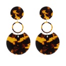 Boucles oreilles pendantes en actate gomtrique en cercle acrylique ambre imprim lopard corenpicture14
