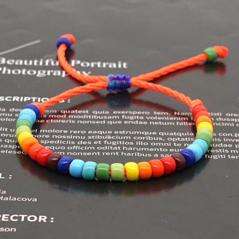 creative Bohemian ethnic rainbow enamel beads glass handmade couple bracelet