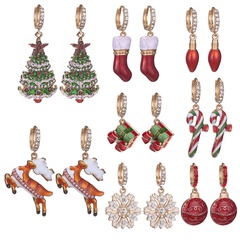 alloy Christmas tree earrings
