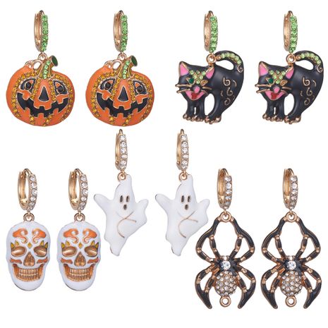 Halloween  Alloy Dripping Pumpkin Skull Head Funny Earrings's discount tags