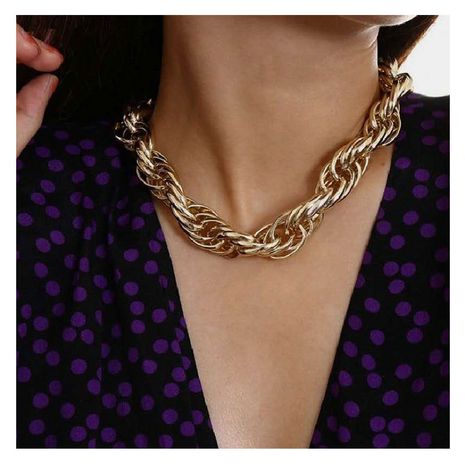 all-match golden creative fashion retro punk style thick chain necklace's discount tags