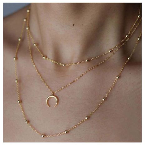 Sweet fashion popular alloy moon pendant multi-layer all-match necklace's discount tags