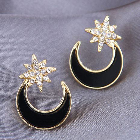 Boucles d'oreilles à la mode en métal clignotant diamant étoile lune's discount tags