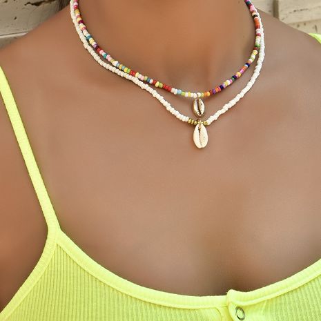 Bohemian blue bead necklace NHAJ268753's discount tags